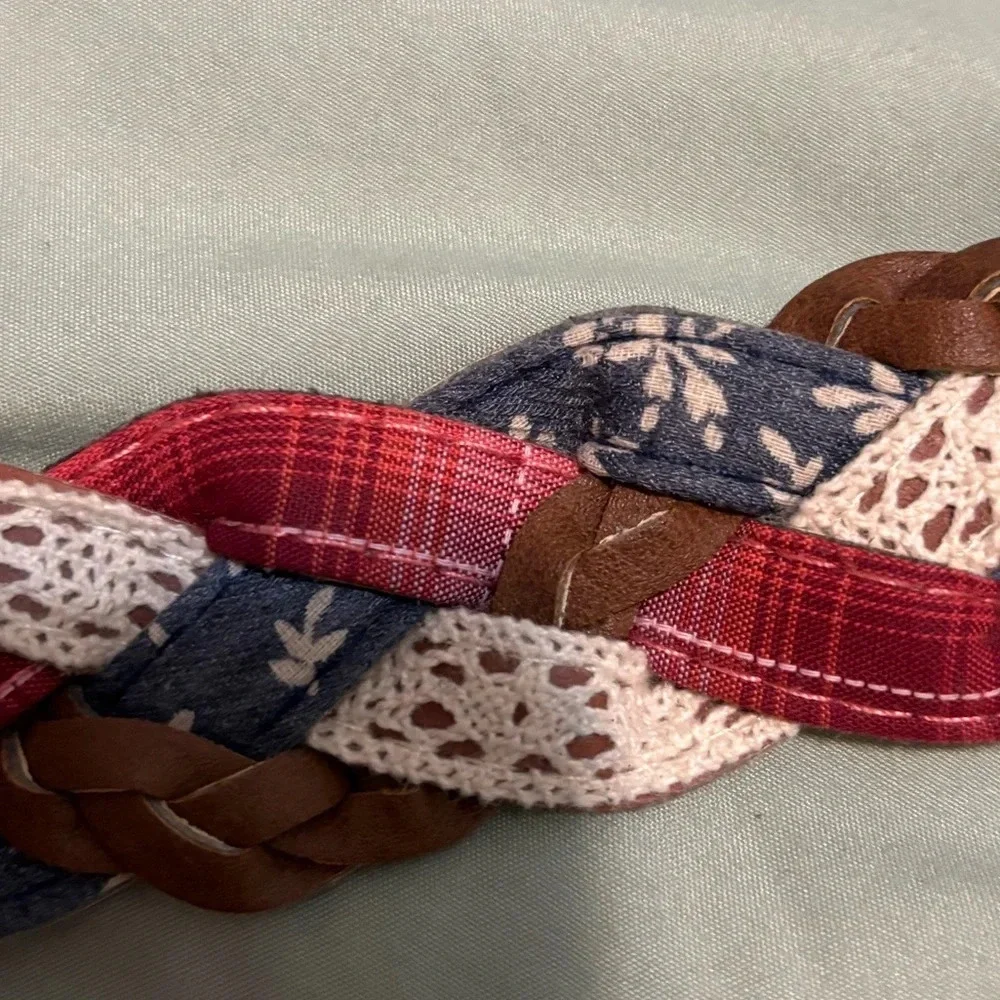 Leather Belt red white blue size 11/40 inches